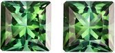 Perfect Matched Pair in 2.30 carat Blue Green Tourmalines in Radiant Cut,