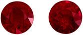 Lovely Rare Ruby Matched Pair, 6 mm, Rich Pigeons Blood Red, Round Cut, 2.3 carats
