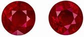 Beautiful Ruby Matched Pair, 6.4 mm, Open Rich Red, Round Cut, 2.52 carats