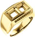 2Stone Accented Men's Ring Mounting for Square Gemstone Size 2mm to 6mm