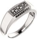 3Stone Accented Men's Ring Mounting for Asscher Gemstone Size 2mm to 6mm