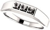 3Stone Men's Ring Mounting for Asscher Gemstone Size 2mm to 6mm