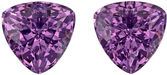 6.9 mm Purple Spinel 2 Piece Matched Pair in Trillion Cut, Vivid Magenta, 3.1 carats