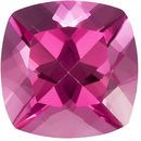 6 mm Pink Tourmaline Genuine Gemstone in Cushion Cut, Vivid Pink, 0.98 carats