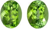 9.1 x 6.9 mm Green Tourmaline 2 Piece Matched Pair in Oval Cut, Minty Lime Green, 3.84 carats