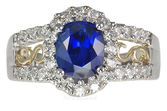 A Low Price on Ring!  2.49 carat 7.70x6.45mm Rich Royal Genuine Blue Sapphire set with Pave Diamonds