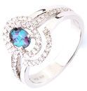 Amazing Split Shank Triple Band Natural 0.55cts 6.02 x 4.23 mm Alexandrite Gemstone Ring With .40cts Diamond Detailing