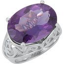Genuine Amethyst Ring in Exquisite Oval Amethyst Openwork Ring