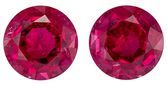 Very Fine Rich Rubellite Tourmaline Gemstones, 3.94 carats Round Cut in 8 mm size in Very Fine Rich Rubellite Color In A Matching Pair