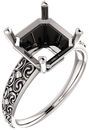 Asscher Sculptural Style Solitaire Ring Mounting for 5mm  10mm Center