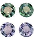 Bargain Color Change Alexandrite Gemstones, 0.49 carats Round Cut in 4 mm size in Very Fine Color Change Color In A Matching Pair