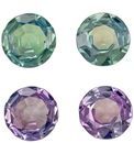 Beautiful Color Change Alexandrite Gemstones, 0.63 carats Round Cut in 4.4 mm size in Very Fine Color Change Color In A Matching Pair