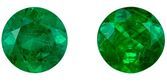 Beautiful Green Emerald Gemstones, 0.57 carats Round Cut in 4.3 mm size in Stunning Green Color In A Matching Pair
