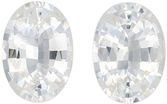 Beautiful White Sapphire Matching Gemstone Pair in Oval Cut, 1.77 carats, Diamond Looking, 7 x 5 mm