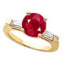 Breathtaking Ruby Engagement Ring With Round 1 carat 6mm Natural Real GEM Grade Ruby Gem & Diamond Baguettes