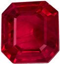 Bright & Lively Ruby Genuine Gemstone, Emerald Cut, Vivid Rich Red, 5.2 x 4.8 mm, 0.6 carats