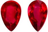 Fiery Ruby Matching Gemstone Pair in Pear Cut, 1.1 carats, Vivid Rich Red, 6.2 x 4 mm
