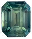 Certified Gem Blue Green Sapphire Loose Gemstone, 1.64 carats in Emerald Cut, 6.9 x 5.7mm, Great Buy