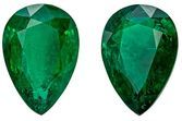 Rare Pair of Emerald Gemstones, 8.58 carats Pear Cut in 13.3 x 9.2 mm size in Stunning Green Color
