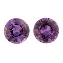 Deal on No Heat Purple Sapphire Well Matched Gem Pair in Round Cut, 1.54 carats, 5.80 mm Displays Pure Purple Color - GIT Cert