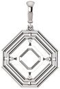 Double Framed Dangle Soiltaire Pendant Mounting for Asscher Gemstone Size 5mm to 10mm