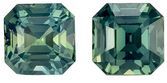 Earring Gems Blue Green Sapphire Gemstone 2.15 carats, Emerald Cut, 5.2 mm, with AfricaGems Certificate