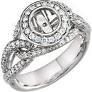 Elaborate 3/8ctw Diamond Accented Preset Ring Shank With Chain Link Style Band & Halo Frame in 14kt White Gold