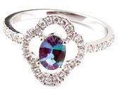 Genuine .51ct Alexandrite 14 KT White Gold Ring With a Fancy Open Diamond Frame