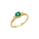 Genuine Emerald Ring in Emerald & Diamond Accented 3-Stone Ring