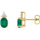Genuine Emerald Earrings in Emerald & Diamond Accented Earrings