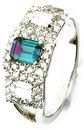 Natural 5.41 x 4.13 mm Emerald Cut Genuine 0.55ct Alexandrite in a Bed of 1 ct Diamonds - 14k White Gold Band Ring