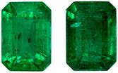 Excellent Emerald Well Matched Gemstone Pair, Vivid Rich Green, Emerald Cut, 7.1 x 5 mm, 2.37 carats