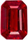 Excellent Ruby Genuine Loose Gemstone in Emerald Cut, 1.06 carats, Medium Pure Red, 6.9 x 4.7 mm