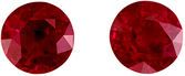 Stunning Pair of Fine Rubies, Perfect Matched Pair in Round Cut, Pigeons Blood Red, 1.64 carats , 5.50 mm