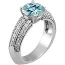 Eye-Catching Euro Shank Genuine Super Low Price on 1 carat 6mm Aquamarine Engagement Ring With Dazzling Faux Pave Diamond Accents
