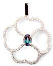 Fabulous Clover Style Brazilian Alexandrite and Diamond Pendant in 14k White Gold for SALE - 0.54 carats