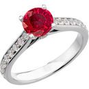 Fabulous Real Red GEM Grade Ruby Engagement Ring with 1 carat 6mm Ruby and Diamond Accents for SALE
