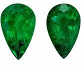Faceted Green Emerald Loose Gemstones, 1.53 carats in Pear Cut, 8 x 5mm in a Matching Pair