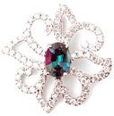 Fantastic Genuine Alexandrite and Diamond Blooming Flower Pendant in 14k White Gold - Great Bargain! - 0.61 carats