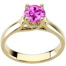 Feminine & Flirty Woven Prong with 1 carat 6mm Quality Pink Sapphire Solitaire Engagement Ring - Bezel Set Diamond Accents