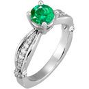 Fetching Sculpted Style GEM Grade Natural 1 carat 6.00 mm Emerald Solitaire Engagement Ring - Dazzling Diamond Accents