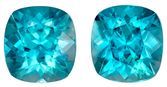 Fine Color Earring Blue Zircon Gemstone Pair, 12.05 carats, Cushion Cut, 10 x 9.4 mm Size, AfricaGems Certified