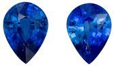 Fine Earring Stones Blue Sapphire Gemstone Pair G2422.17 carats, Pear Cut, 7.9 x 5.8 mm, with AfricaGems Certificate