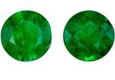 Fine Gem In Green Emerald Loose Gemstones, 0.46 carats in Round Cut, 4 mm in a Matching Pair