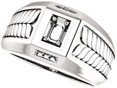 Fishtail Detail Accented Men's Ring Mounting for Emerald Gemstone Size 5 x 3mm to 7 x 5mm