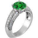Green 1.3 carat 7mm Tsavorite Garnet Engagement Ring With Dazzling Pave Diamond Accents