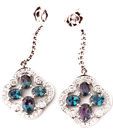 Real Alexandrite Moondrop Earrings With Pave Diamonds in 14k White Gold - Great Buy! - 2.05 carats, 4.60 x 3.65 mm