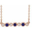 Genuine Sapphire Necklace in 14 Karat Rose Gold Genuine Sapphire & .08 Carat Diamond Bezel-Set Bar 16-18