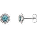 Shop Genuine Aquamarine 3.5mm Round Aquamarine & 0.17 Carat Diamond Earrings