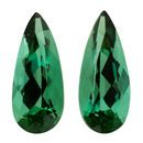 Genuine Green Tourmaline Well Matched Gem Pair in Pear Cut, 2.94 carats, 12 x 5 mm Displays Rich Green Color